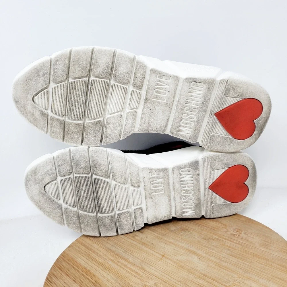 Love Moschino Sneaker Boots Womens 41 Black‎ Hearts Platform Chunky Shoes